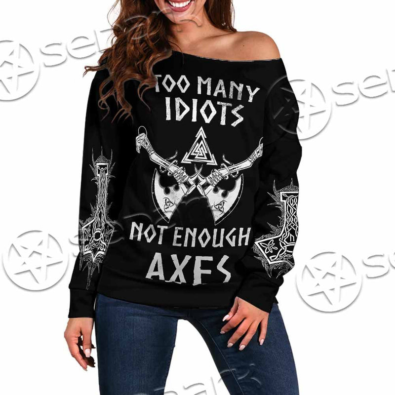 Mjolnir Viking Axe SED-1104 Off Shoulder Sweaters