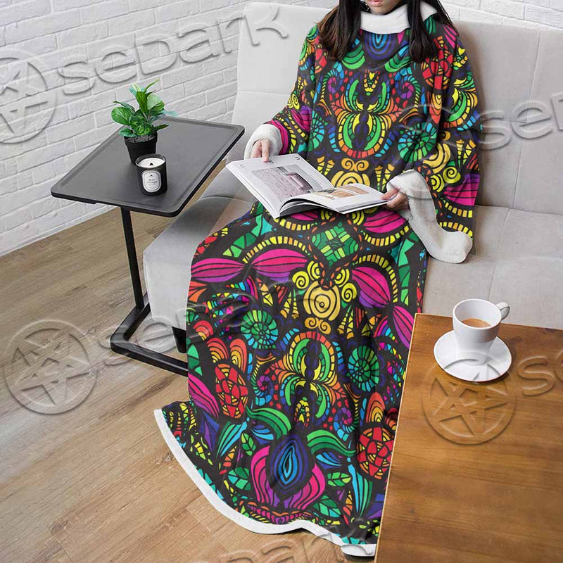Psychedelic Floral SED-1106 Sleeved Blanket