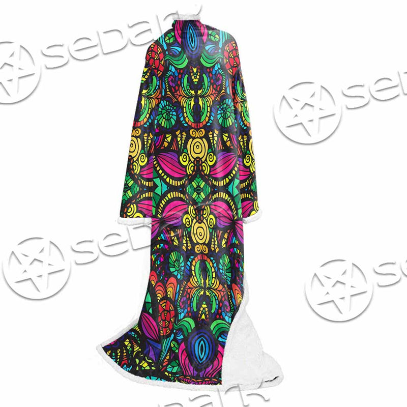 Psychedelic Floral SED-1106 Sleeved Blanket