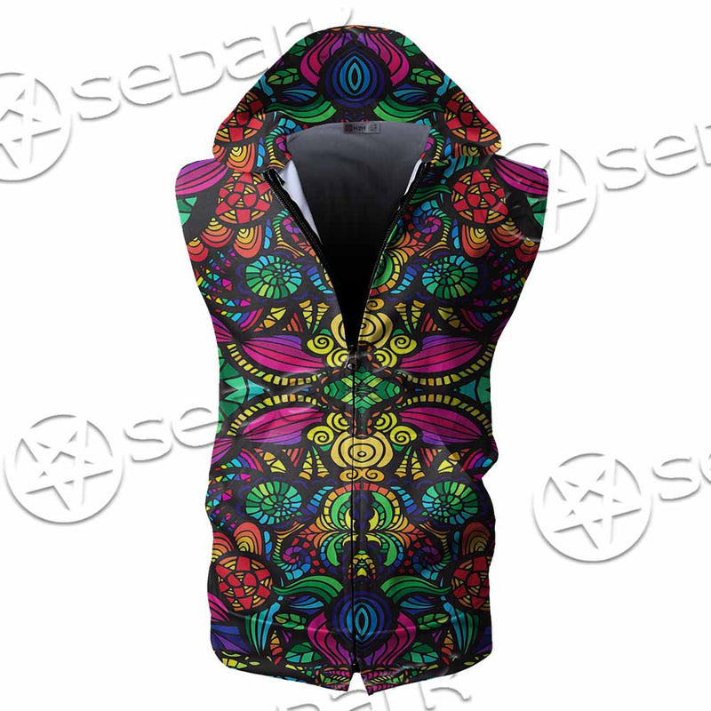 Psychedelic Floral SED-1106 Zip Sleeveless Hoodie