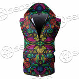 Psychedelic Floral SED-1106 Zip Sleeveless Hoodie