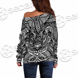 Psychedelic Black And White SED-1107 Off Shoulder Sweaters