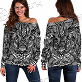 Psychedelic Black And White SED-1107 Off Shoulder Sweaters