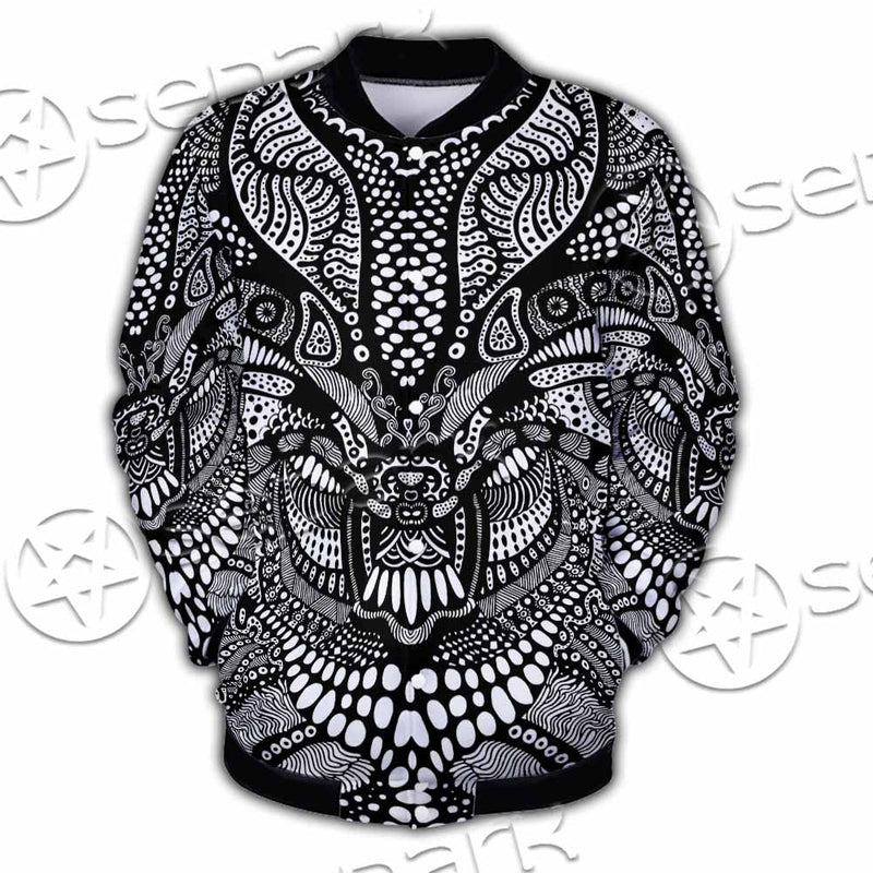 Psychedelic Black And White SED-1107 Button Jacket