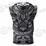 Psychedelic Black And White SED-1107 Zip Sleeveless Hoodie