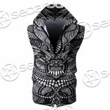 Psychedelic Black And White SED-1107 Zip Sleeveless Hoodie