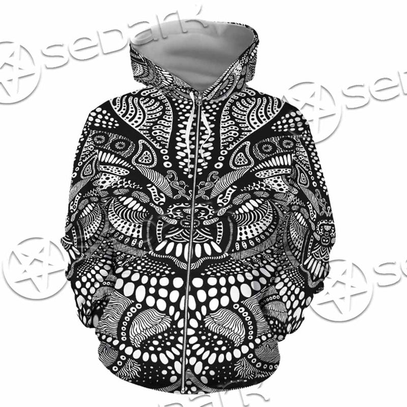 Psychedelic Black And White SED-1107 Hoodie & Zip Hoodie
