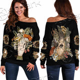 Green Witch Hand With All Seeing Eye SED-1113 Off Shoulder Sweaters