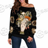 Green Witch Hand With All Seeing Eye SED-1113 Off Shoulder Sweaters