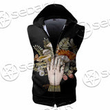 Green Witch Hand With All Seeing Eye SED-1113 Zip Sleeveless Hoodie