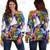 Abstract Psychedelic Fractal SED-1114 Off Shoulder Sweaters