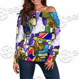 Abstract Psychedelic Fractal SED-1114 Off Shoulder Sweaters