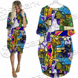 Abstract Psychedelic Fractal SED-1114 Batwing Pocket Dress