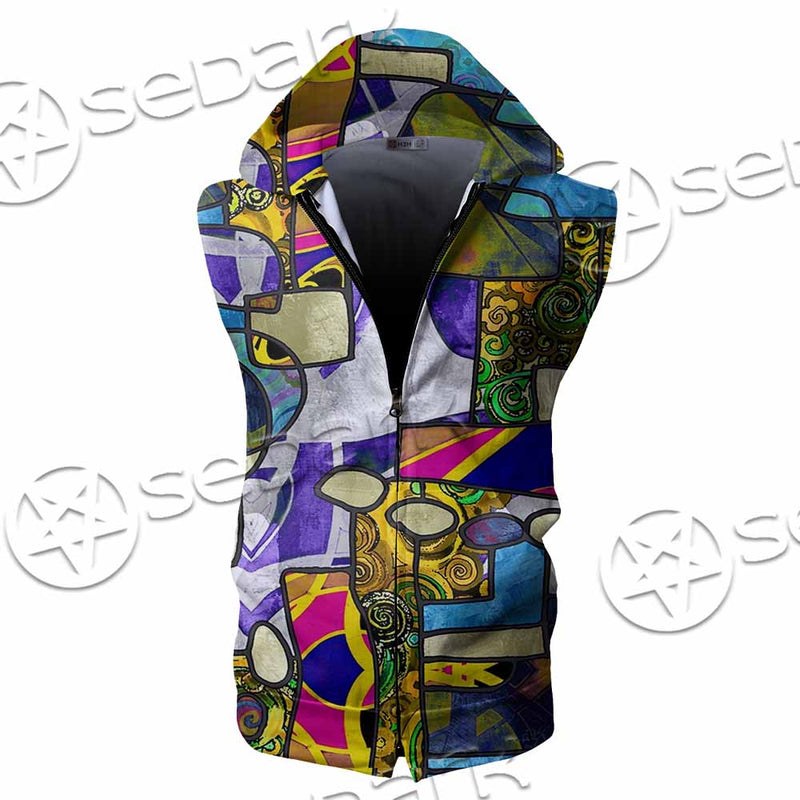 Abstract Psychedelic Fractal SED-1114 Zip Sleeveless Hoodie