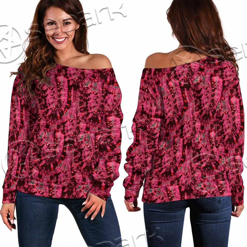Psychedelic Purple Tie Dye Swirl SED-1116 Off Shoulder Sweaters