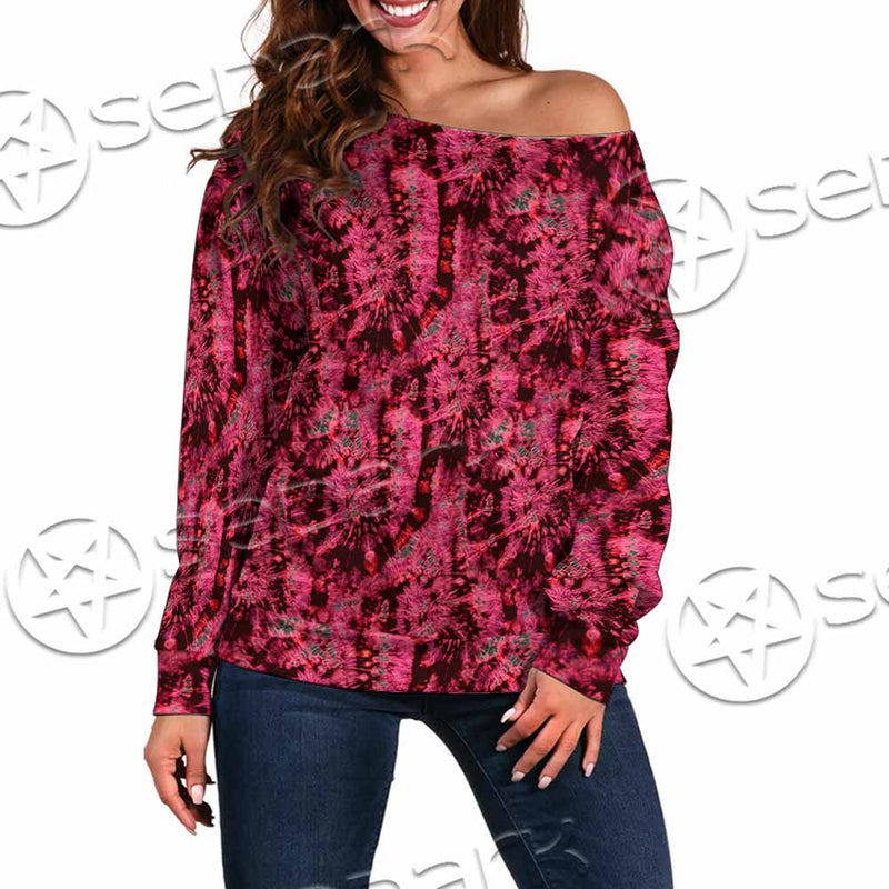 Psychedelic Purple Tie Dye Swirl SED-1116 Off Shoulder Sweaters