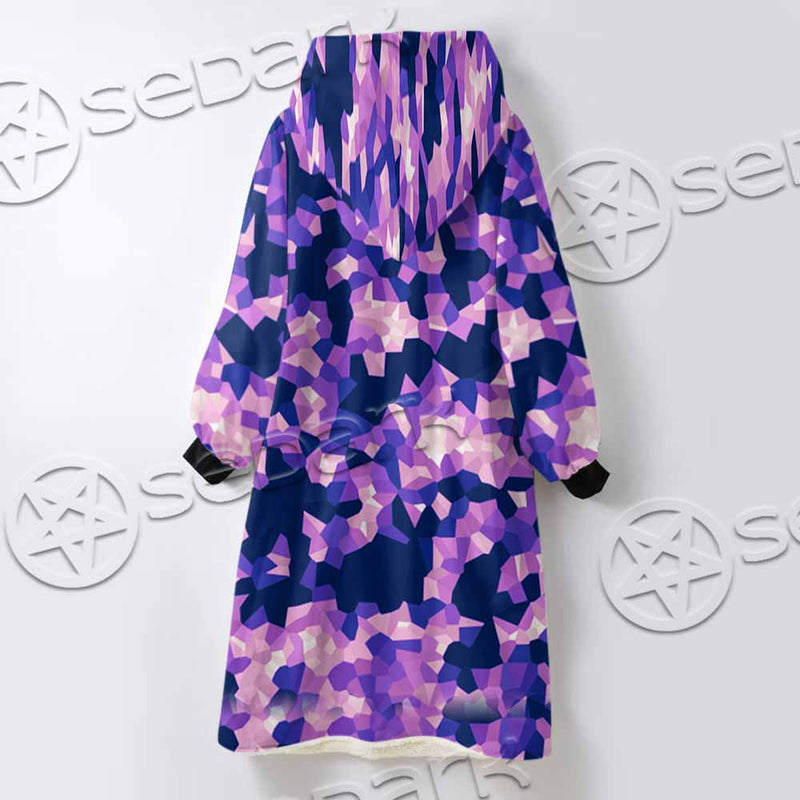 Purple And Pink Camo Organic Abstract Pattern SED-1117 Oversized Sherpa Blanket Hoodie