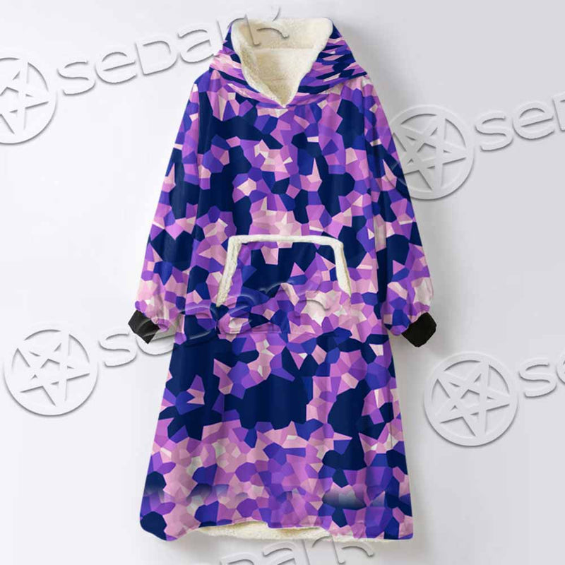 Purple And Pink Camo Organic Abstract Pattern SED-1117 Oversized Sherpa Blanket Hoodie