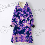 Purple And Pink Camo Organic Abstract Pattern SED-1117 Oversized Sherpa Blanket Hoodie
