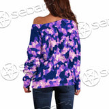 Purple And Pink Camo Organic Abstract Pattern SED-1117 Off Shoulder Sweaters