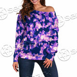 Purple And Pink Camo Organic Abstract Pattern SED-1117 Off Shoulder Sweaters