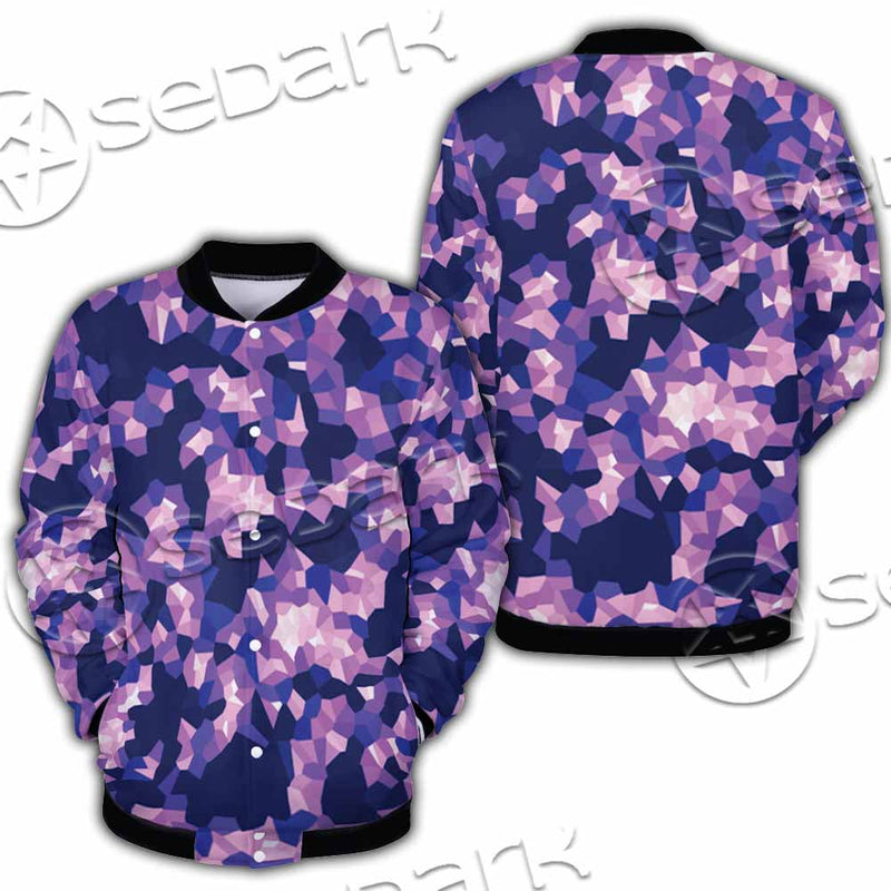 Purple And Pink Camo Organic Abstract Pattern SED-1117 Button Jacket