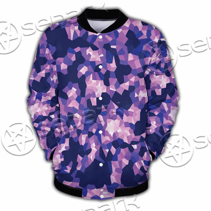 Purple And Pink Camo Organic Abstract Pattern SED-1117 Button Jacket