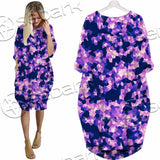 Purple And Pink Camo Organic Abstract Pattern SED-1117 Batwing Pocket Dress