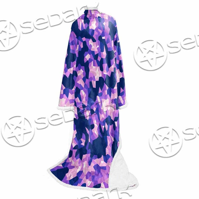 Purple And Pink Camo Organic Abstract Pattern SED-1117 Sleeved Blanket