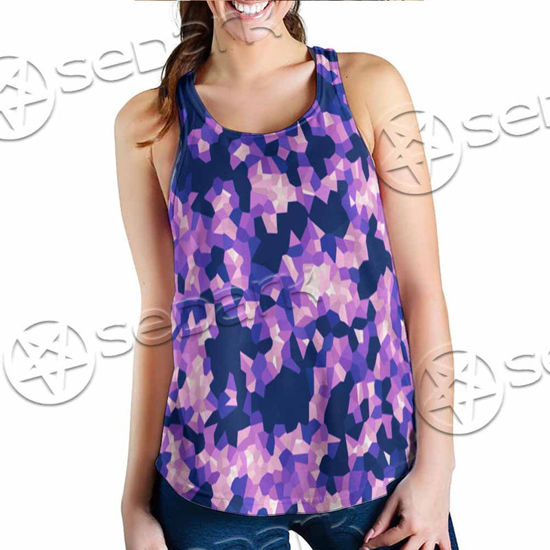 Purple And Pink Camo Organic Abstract Pattern SED-1117 Women Tank Top