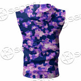 Purple And Pink Camo Organic Abstract Pattern SED-1117 Zip Sleeveless Hoodie