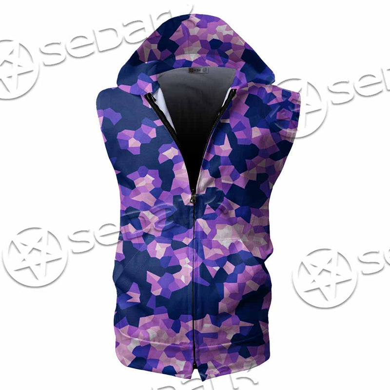 Purple And Pink Camo Organic Abstract Pattern SED-1117 Zip Sleeveless Hoodie