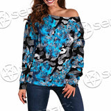 Watercolor Roses, Peony And Leaves Seamless Pattern SED-1119 Off Shoulder Sweaters
