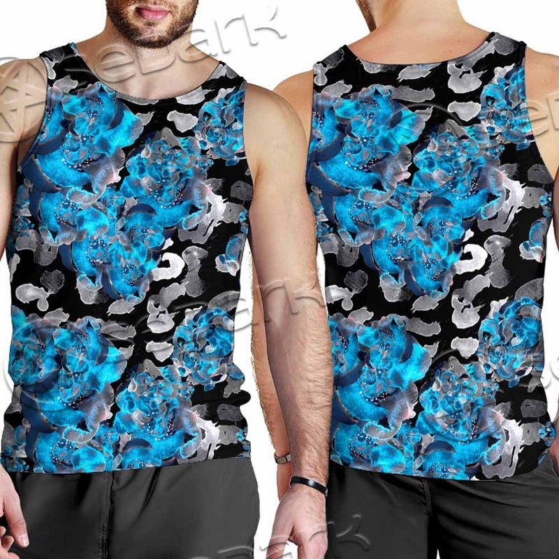 Watercolor Roses, Peony And Leaves Seamless Pattern SED-1119 Men Tank-tops