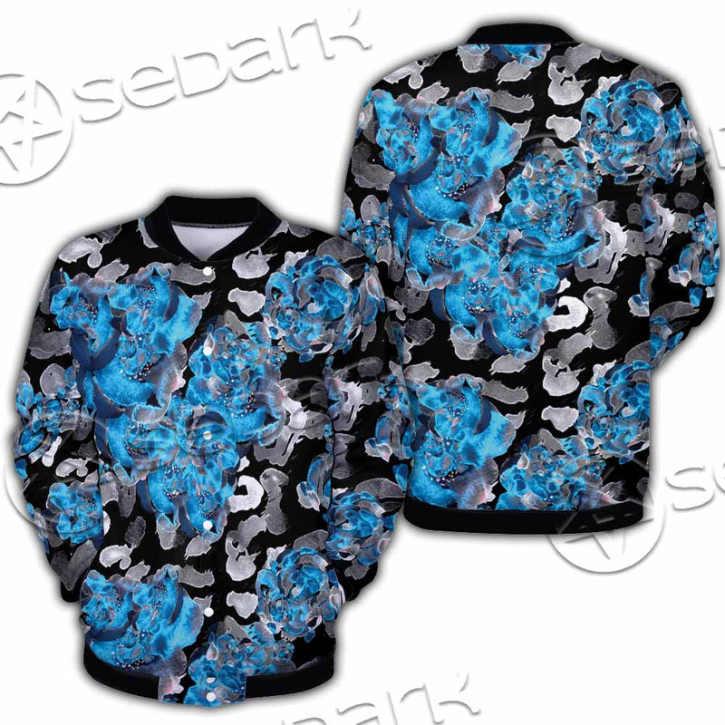 Watercolor Roses, Peony And Leaves Seamless Pattern SED-1119 Button Jacket