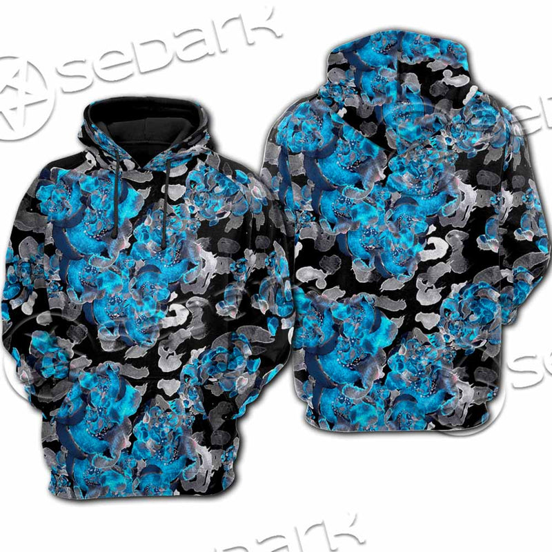 Watercolor Roses, Peony And Leaves Seamless Pattern SED-1119 Hoodie & Zip Hoodie Raglan