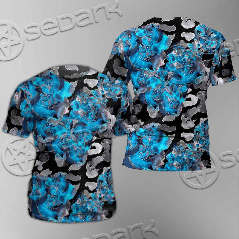 Watercolor Roses, Peony And Leaves Seamless Pattern SED-1119 Unisex T-shirt