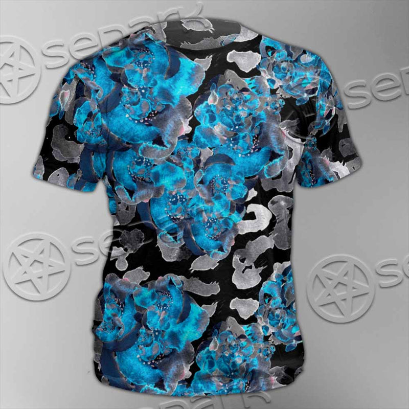 Watercolor Roses, Peony And Leaves Seamless Pattern SED-1119 Unisex T-shirt