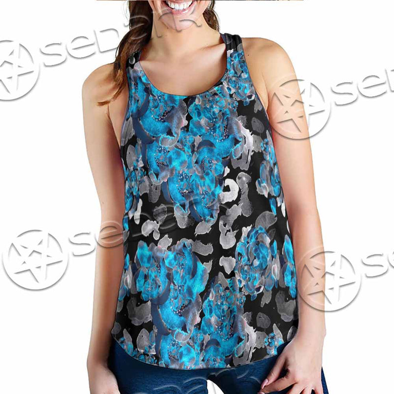 Watercolor Roses, Peony And Leaves Seamless Pattern SED-1119 Women Tank Top