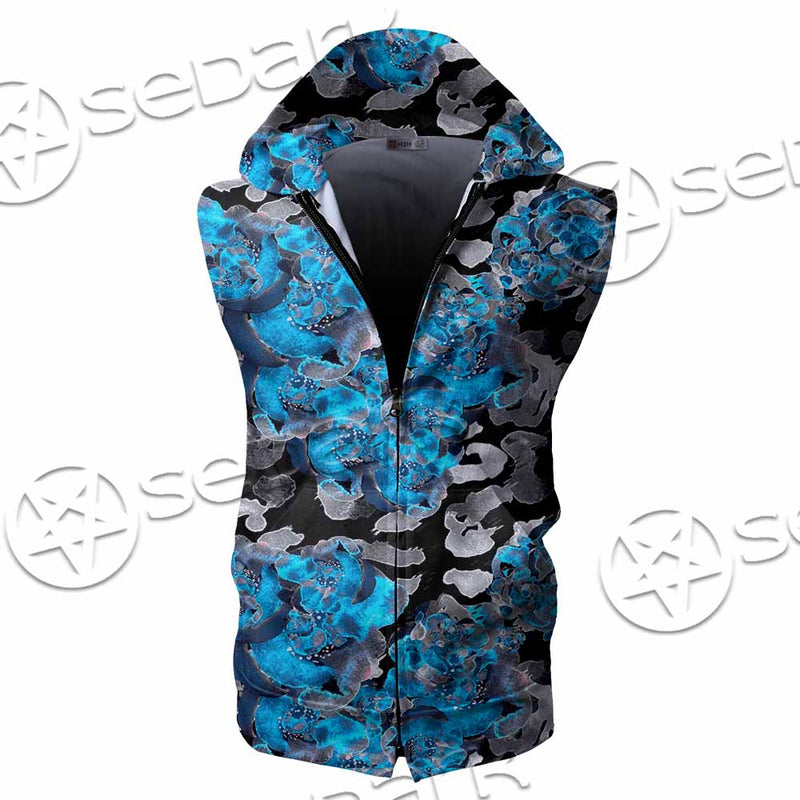 Watercolor Roses, Peony And Leaves Seamless Pattern SED-1119 Zip Sleeveless Hoodie