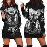 Baphomet Goat Head Hand Drawn SED-1120 Hoodie Dress