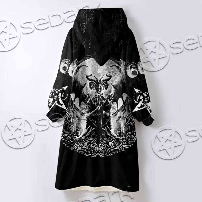 Baphomet Goat Head Hand Drawn SED-1120 Oversized Sherpa Blanket Hoodie