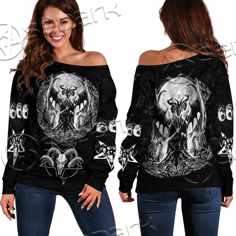 Baphomet Goat Head Hand Drawn SED-1120 Off Shoulder Sweaters