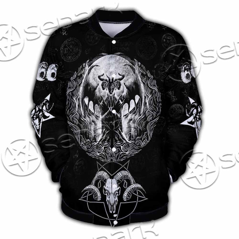 Baphomet Goat Head Hand Drawn SED-1120 Button Jacket