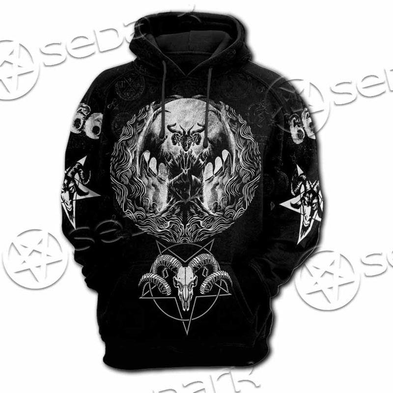 Baphomet Goat Head Hand Drawn SED-1120 Hoodie & Zip Hoodie Raglan