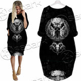 Baphomet Goat Head Hand Drawn SED-1120 Batwing Pocket Dress