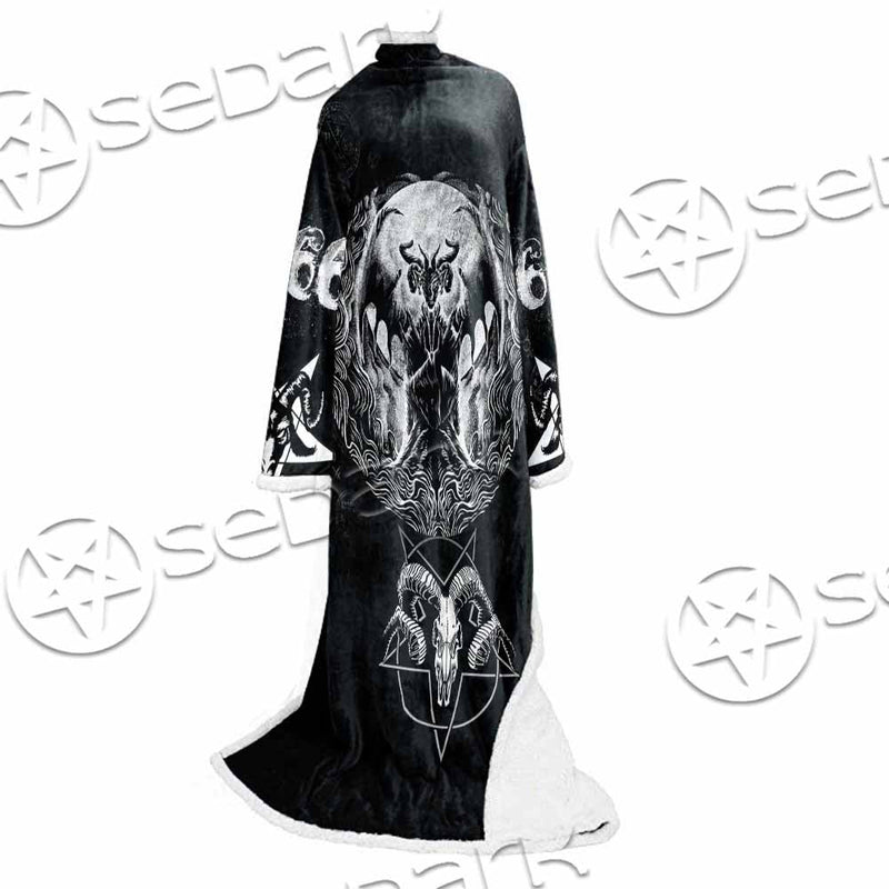 Baphomet Goat Head Hand Drawn SED-1120 Sleeved Blanket