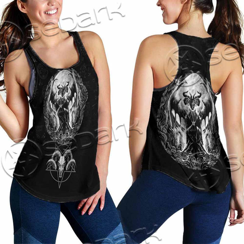 Baphomet Goat Head Hand Drawn SED-1120 Women Tank Top