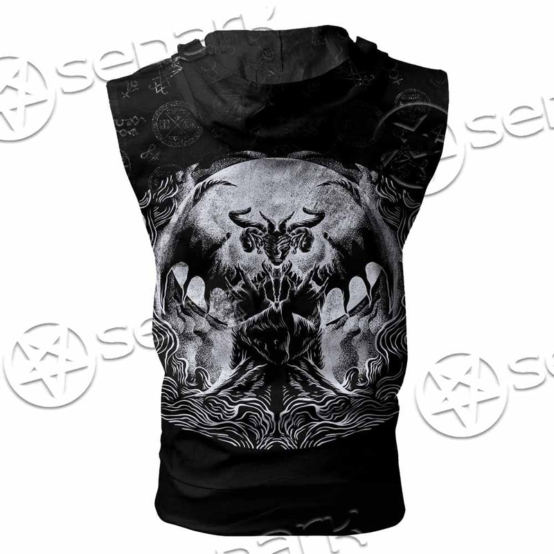Baphomet Goat Head Hand Drawn SED-1120 Zip Sleeveless Hoodie