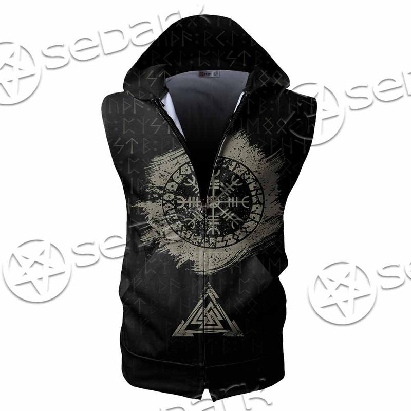 Viking Celtic Sacral Symbol. SED-1121 Zip Sleeveless Hoodie